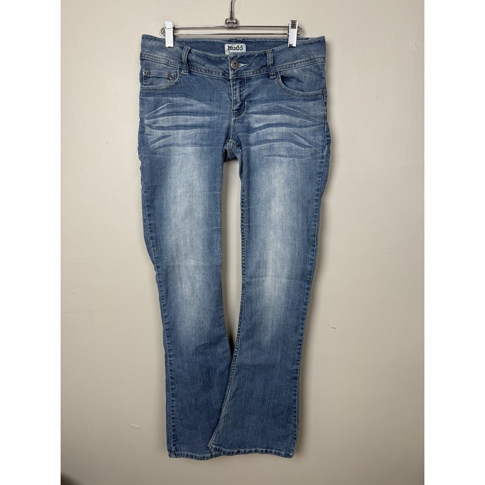 Vintage‎ Y2K Mudd Low Rise Fare Bootcut Jeans Flap Pocket Distressed Juniors 7